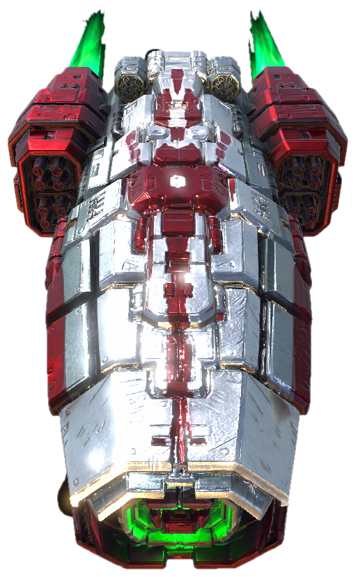 The ShipVFX showcase frigate, thrusters firing