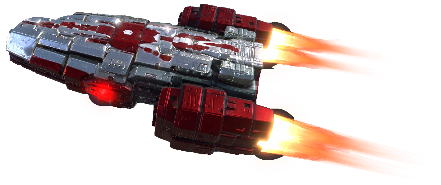 The ShipVFX showcase frigate, thrusters firing